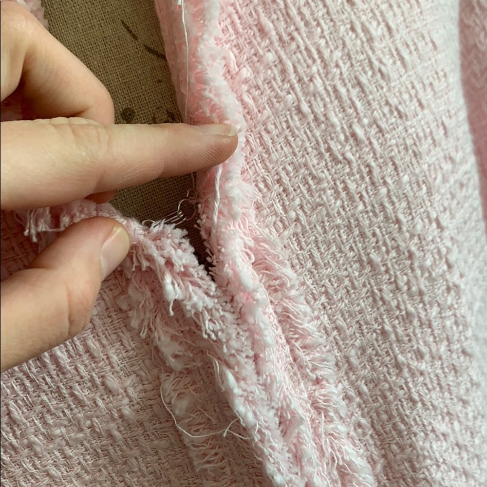SOLD-Zara Light Pink Textured Tweed Frock Jacket - Picture 7 of 8